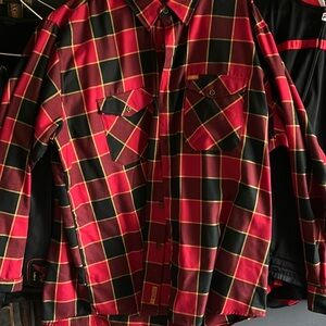 Red and Black Plaid Button-Up Shirt